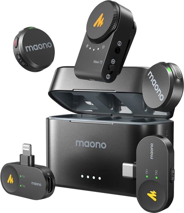 Mikrofon wireless Maono WM650 A3 me dy transmetues dhe tre marrës, me kuti karikimi, i zi Mikrofon wireless Maono WM650 A3 me dy transmetues dhe tre marrës, me kuti karikimi, i zi