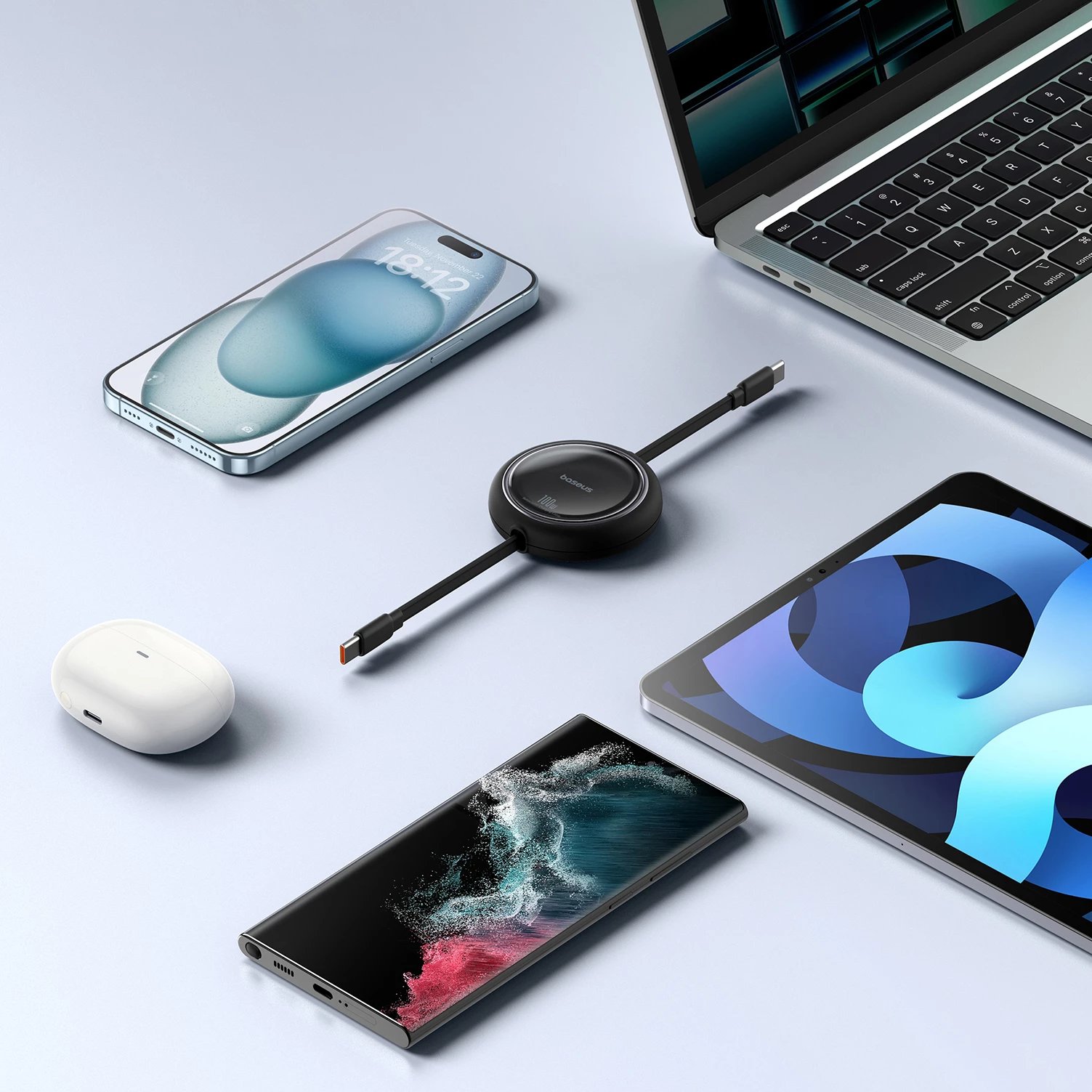 Kabllo USB-C në USB-C Baseus Free2Draw Mini 100W, 1m, e zezë