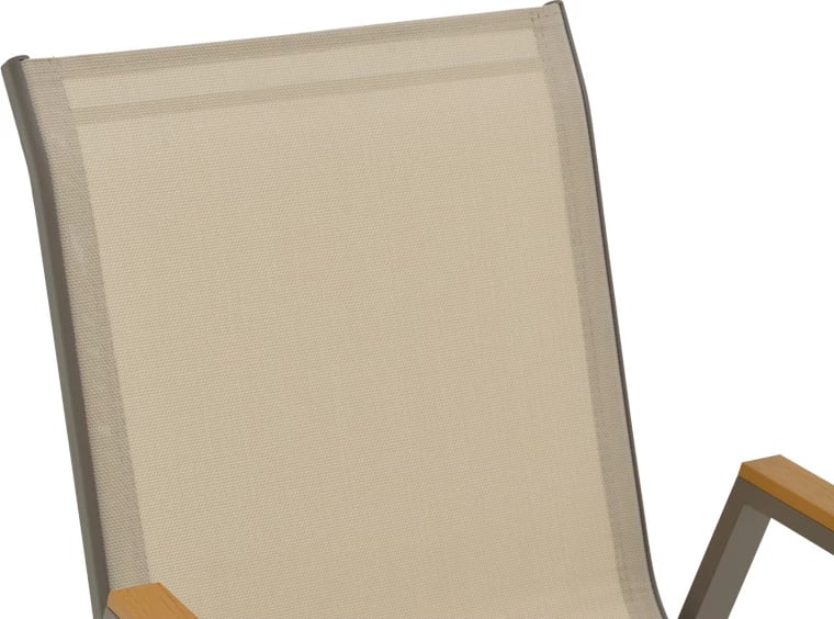 Karrige kopshti Azelie, alumin, tekstilene, ngjyrë gri e çelët- shampanjë, 56x75x88cm