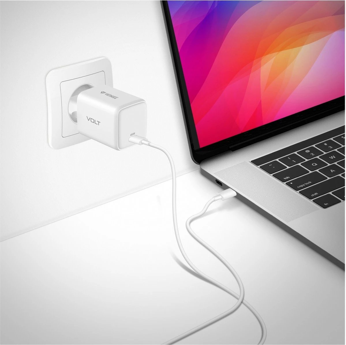 Karikues muri YENKEE YAC G45 VOLT, USB Type-C, 45W, Bardhë
