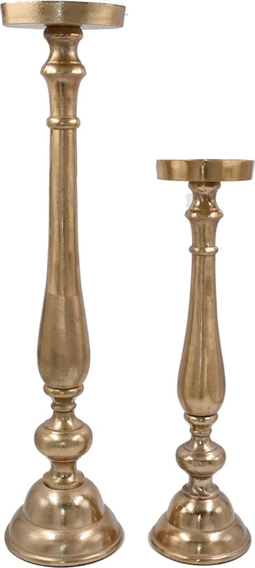 Mbajtës qirinjsh IONAS, alumin, ngjyrë ari, 15x15x55 cm