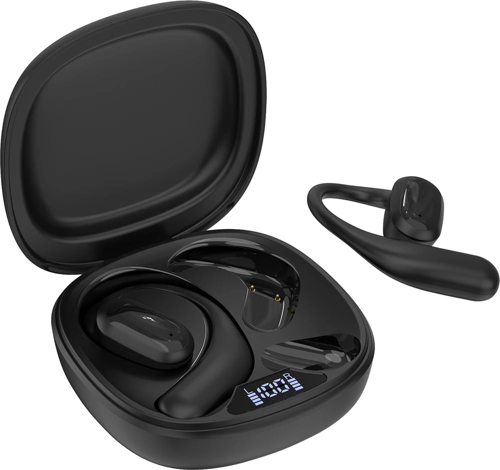 Kufje TWS Choetech OWS BH-T25-BK, Bluetooth 5.3, me ekran LED, të zeza