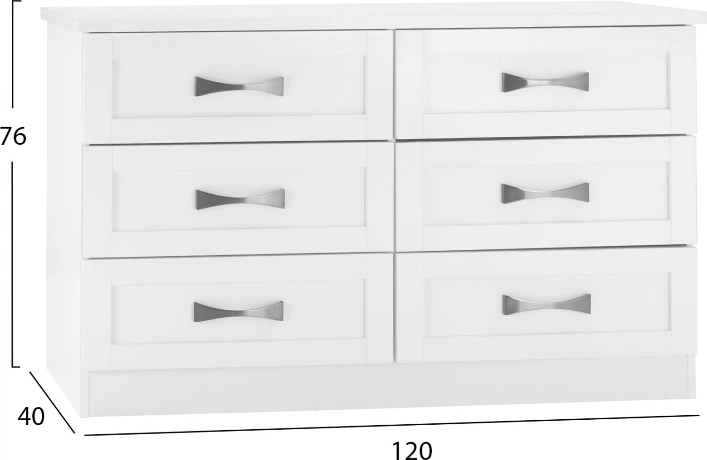 Komodinë e bardhë FH317.05 me 6 sirtarë 120x40x76Hcm