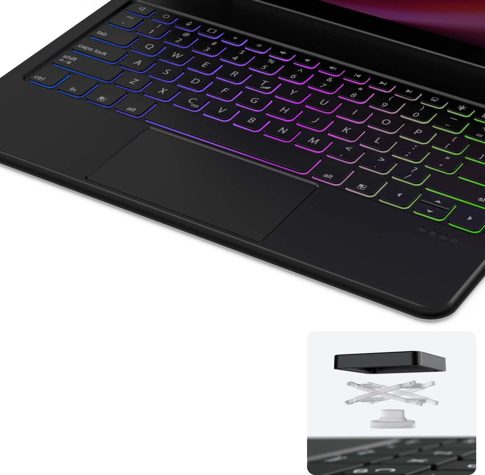 Mbështjellës me tastierë Bluetooth Dux Ducis MK Series për Samsung Galaxy Tab S9+, S8+, S7+, i zi
