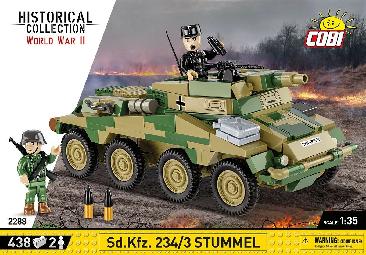 Set ndërtimi Cobi Klocki Historical Collection Sd.Kfz. 234/3 Stummel, 438 pjesë, me 2 figura, kamuflazh Set ndërtimi Cobi Klocki Historical Collection Sd.Kfz. 234/3 Stummel, 438 pjesë, me 2 figura, kamuflazh