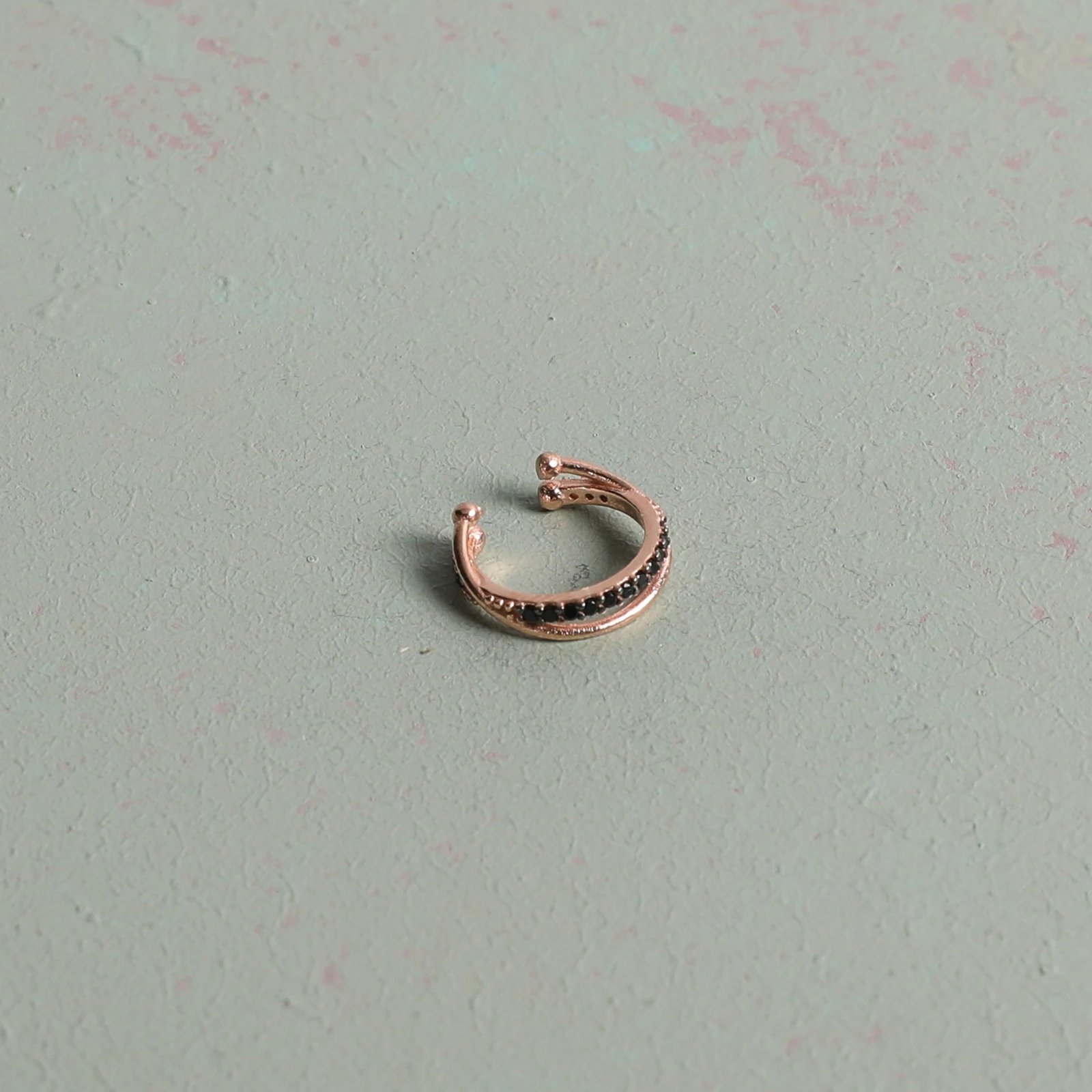 Vath argjendi Jumeon, ngjyrë rozë ari dhe e zezë, 13mm, 11234SIYAH