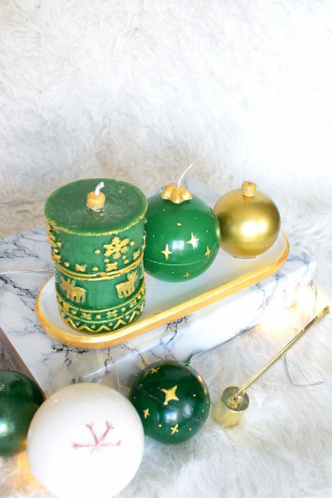 Set qirinjsh (3 copë), Evila Originals, për Krishtlindje, ngjyrë ari