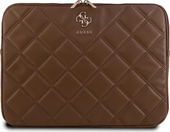 Mbështjellës laptopi Guess Quilted 4G, 14 inç, Kafe