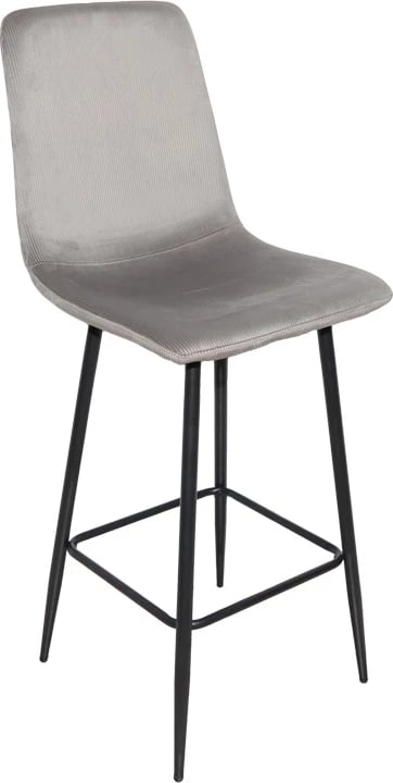 Karrige për bar Grato, material stof gri, këmbë metalike të zeza, 43.5x55x114cm