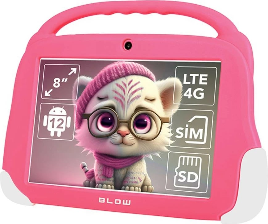Tablet BLOW KidsTAB8 4G, 8", 4 GB RAM, 64 GB, Android 12, Rozë me mbështjellës