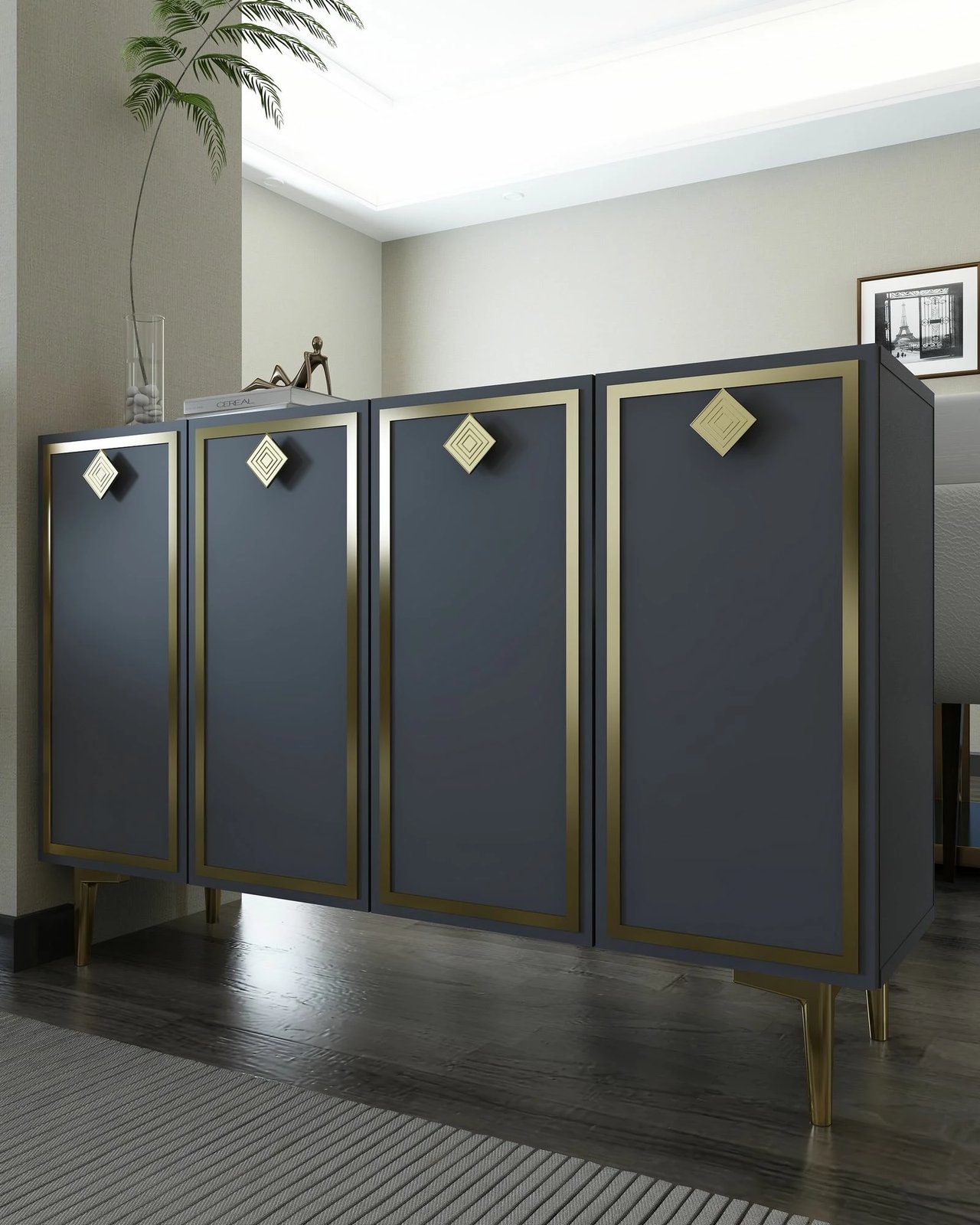 Konsolë Skye Decor, anthracite, gold, 8159KM-1