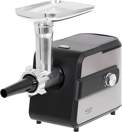 Grirëse mishi elektrike, Adler AD 4813, 1.0 kg/min, 2000W max 600W, 3 sita inox 3/5/7 mm, rende perimesh me 3 daulle, çelik inox, e zezë/argjend