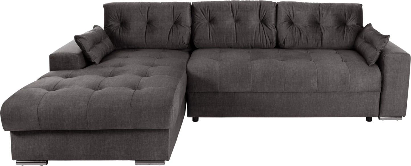 Divan qoshe (majtas) me shtrat dhe hapësirë ruajtjeje CLANCY FH3281.02L, pëlhurë antracit, 308x181x92H cm
