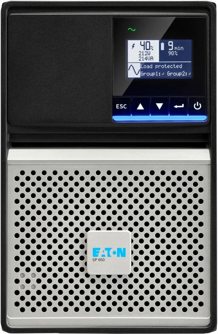 UPS Eaton 5P650IG2 650VA 520W line-interactive valë e plotë sine 4x IEC-C13 hyrje C14 tower, e zezë/argjend