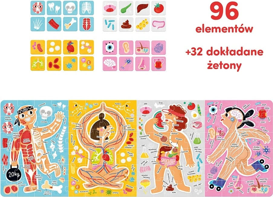 Puzzle edukativ CzuCzu This is How My Body Works, 96 pjesë, me poster, për fëmijë
