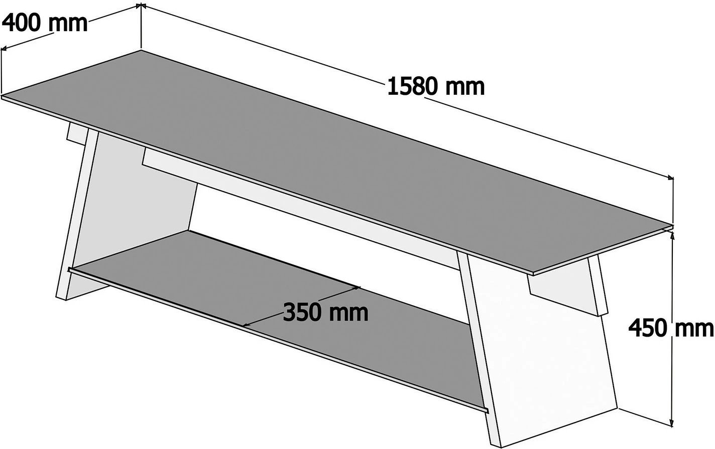 Komodë TV Hanah Home, TV201, ngjyrë arrë dhe e zezë, xham i temperuar, 158x45x40cm