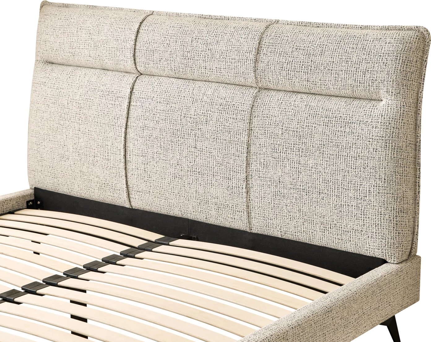 Krevat dopio LIGNUM, stof bezhë, këmbë metalike të zeza, për dyshek 160x200cm