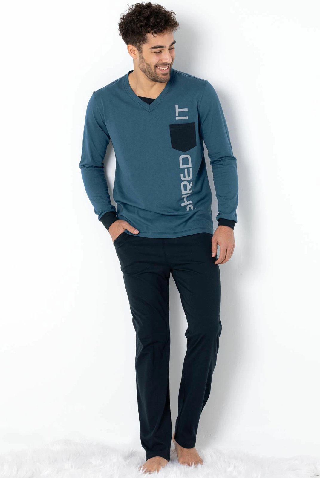 Set pizhamash për burra, Jumeon, 002-000696, ngjyrë e kaltër e errët