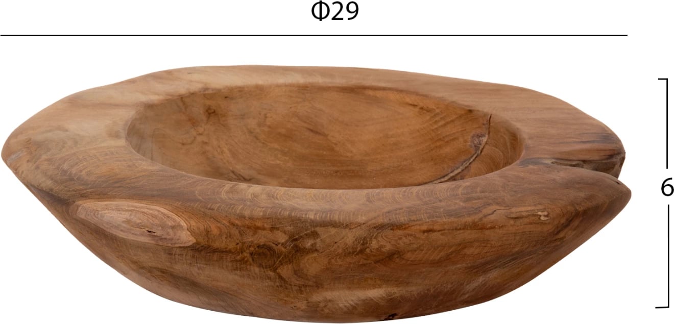 Enë dekorative për tavolinë YOKI FH9627 dru tik Φ29x6H cm