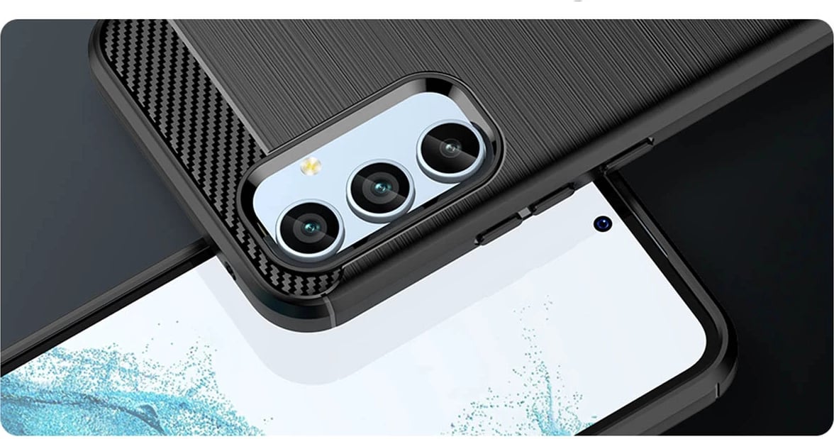 Mbështjellës Hurtel Carbon Case për Samsung Galaxy A54 5G, TPU, i zi