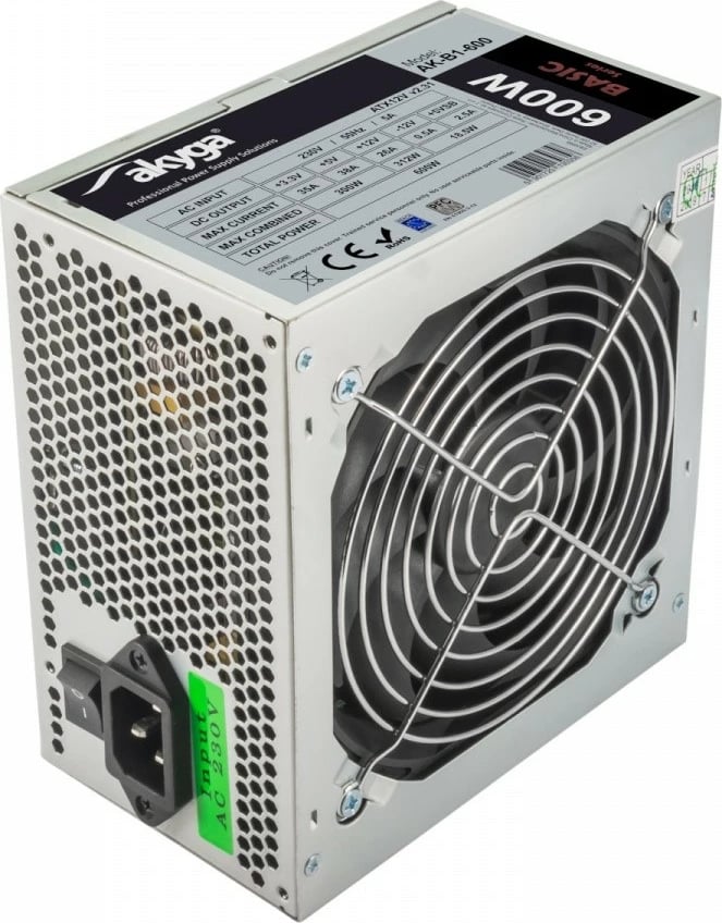 Kasë furnizimi AKYGA AK-B1-600, 600W, ATX, Gri