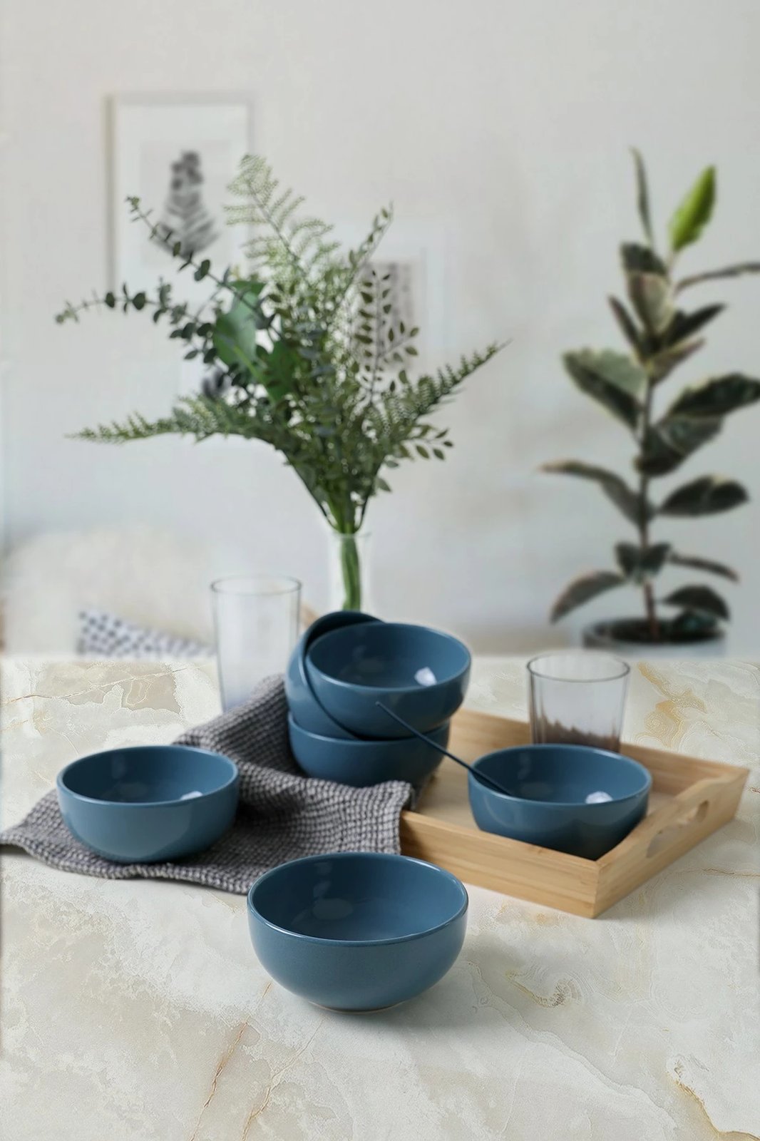 Set tasash qeramike (6 copë), Hermia Concept, X00017446, ngjyrë kaltër