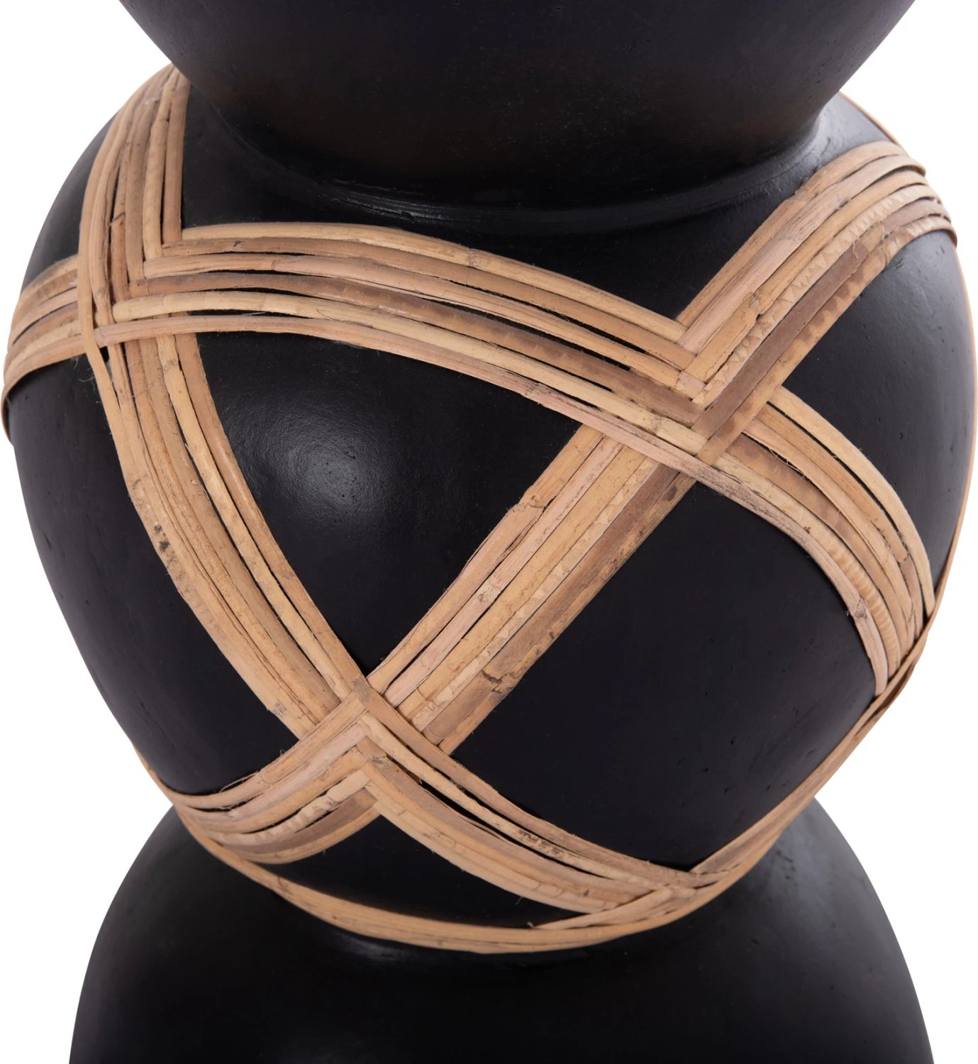 Vazo dekorative dyshemeje MAYNARD, fibër-cement, ngjyrë e zezë, ratan natyral, FH4672.01L, 32x62.5cm