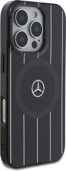 Mbështjellës Mercedes MB Double Layer Crossed Lines MagSafe për iPhone 16 Pro, Zi
