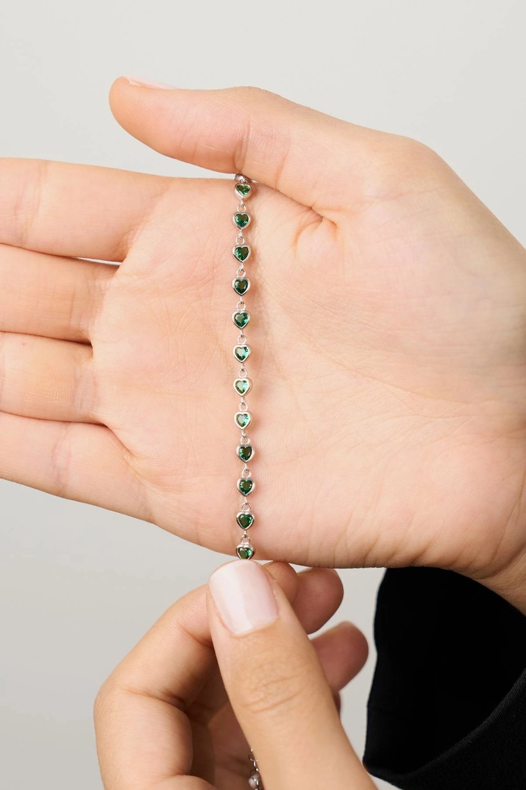 Byzylyk argjendi me gurë të gjelbër Elika Silver, ELKYS60422