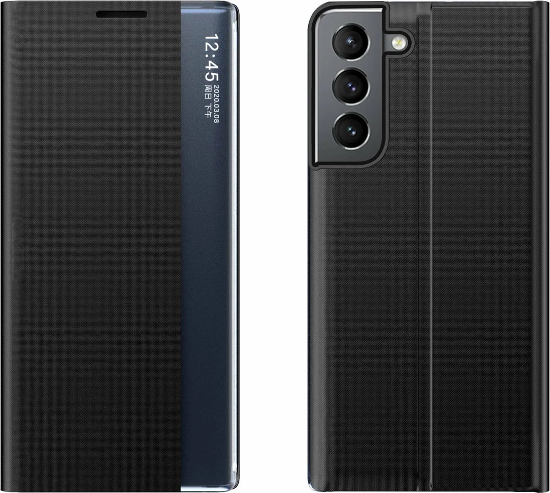Mbështjellës Hurtel New Sleep Case për Samsung Galaxy S23, me kapak dhe qëndrim, i zi