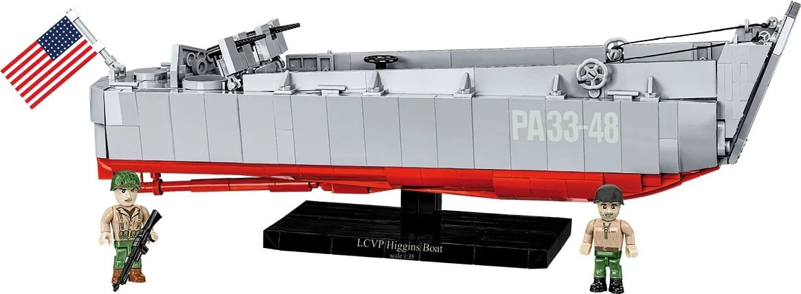 Set lodrash ndërtimi Cobi Klocki LCVP Higgins Boat, 715 pjesë, me 2 figurina, Gri