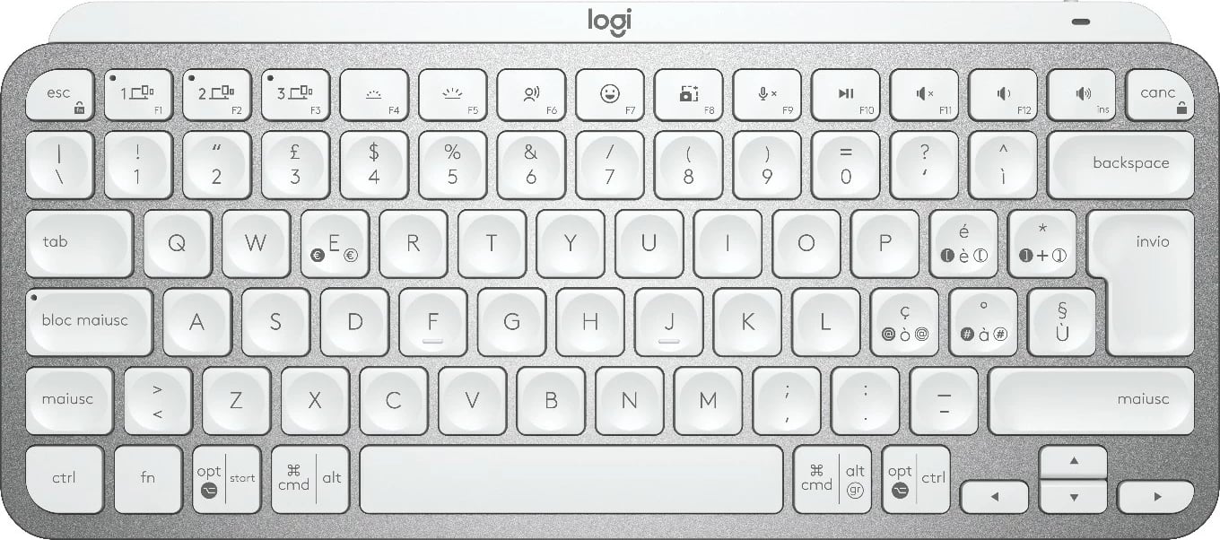Tastierë pa tela Logitech MX Keys Mini, me ndriçim, e bardhë