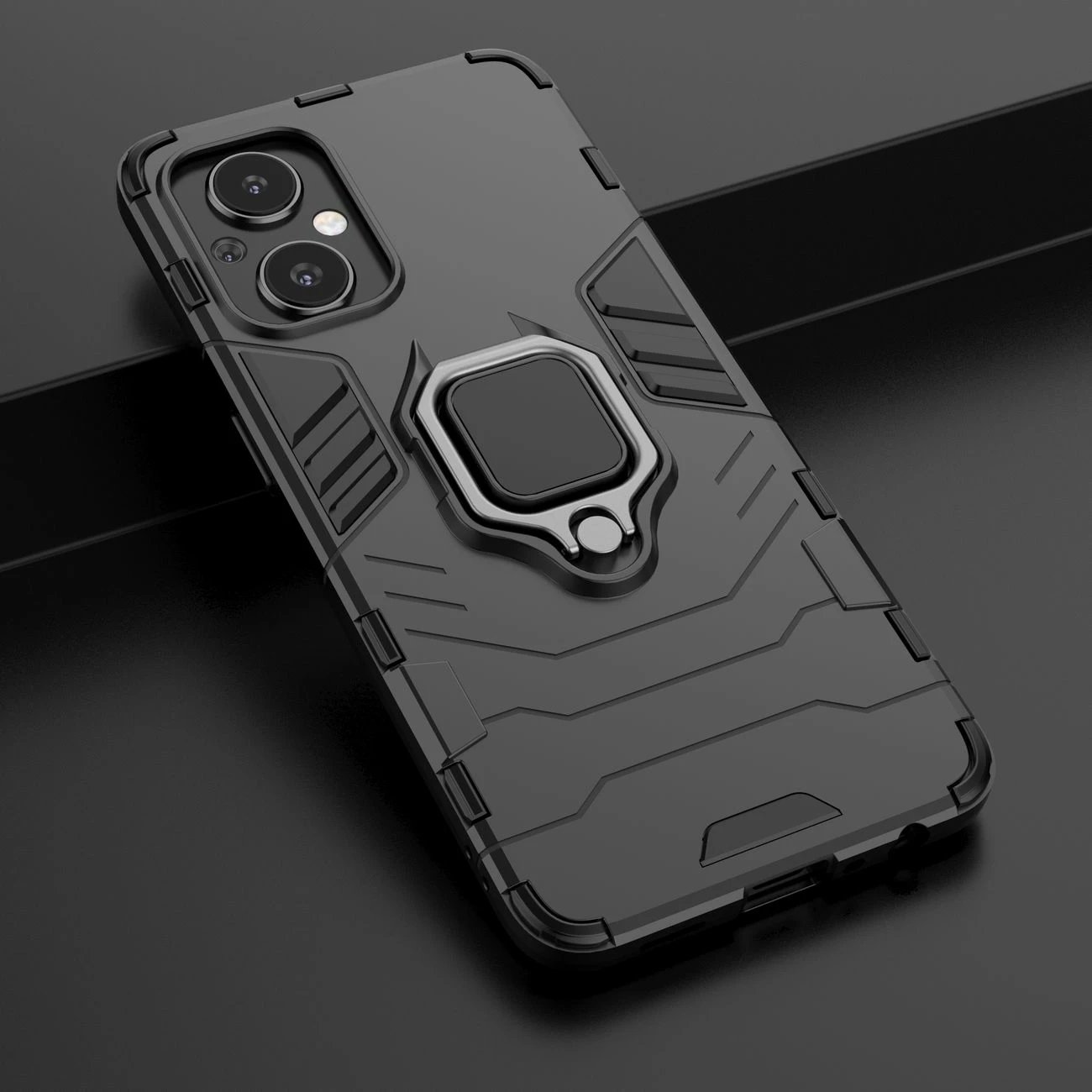 Mbështjellës Hurtel Ring Armor për OnePlus Nord N20 5G, i zi