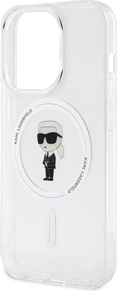 Mbështjellës Karl Lagerfeld IML Ikonik MagSafe për iPhone 15 Pro, Transparent