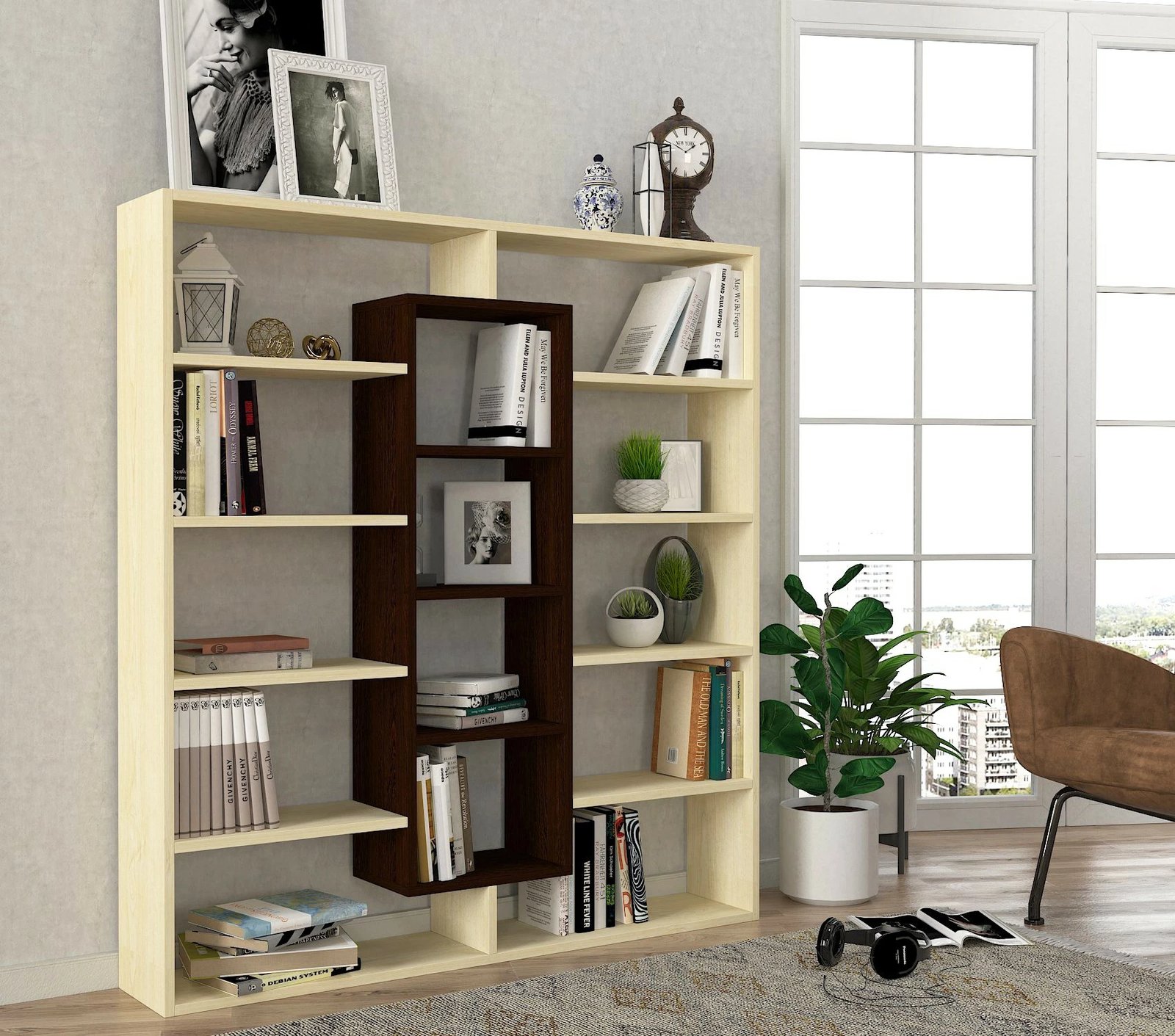 Raft librash Hanah Home, Ample, ngjyrë wenge dhe betull