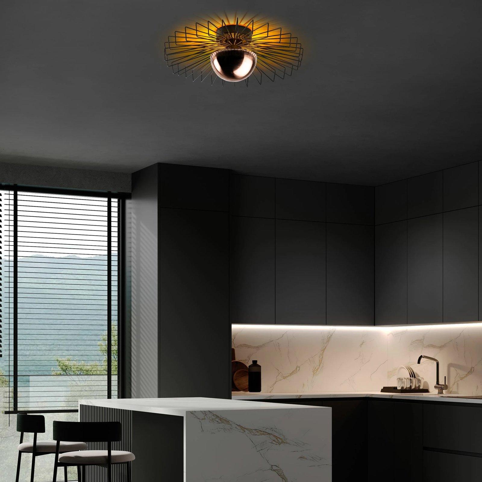 Llambë tavani Opviq Kaya, 15225-L, metal i zi, 60x60x24cm