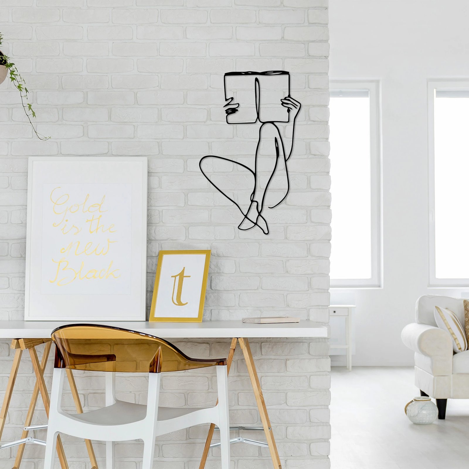 Aksesor muri dekorativ prej metali, Wallity, lexues libri, 494