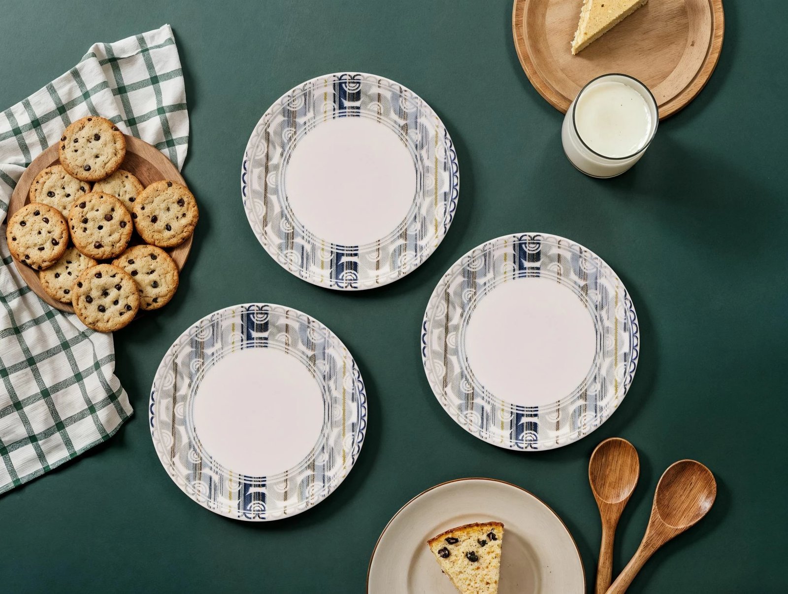 Set pjatash për ëmbëlsira, 6 copë, Hermia Concept, vija gri