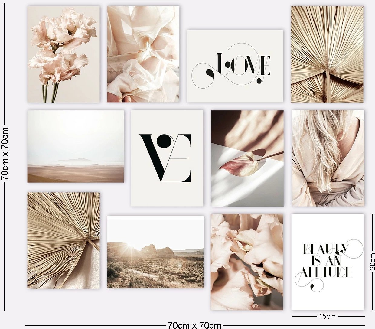 Set pikturash dekorative MDF, shumëngjyrëshe, 12 copë, Wallity, 12MDF13