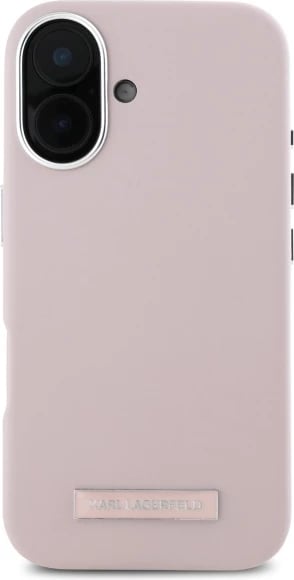 Mbështjellës Karl Lagerfeld FW Metal Plate MagSafe për iPhone 16, Rozë