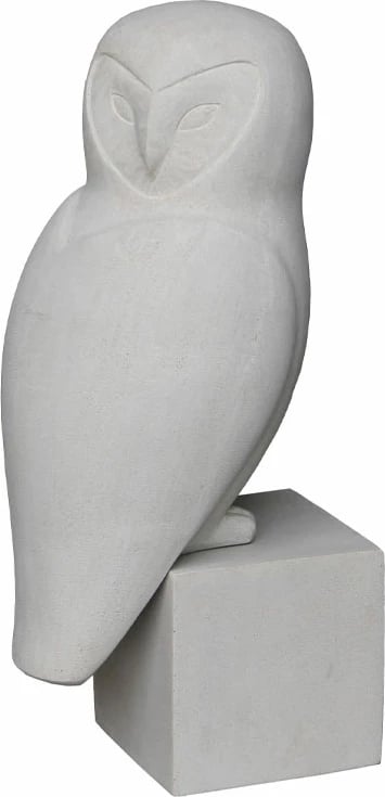 Figurë dekorative Wise Owl, gur sintetik, ngjyrë bezhë, 27x24x67cm