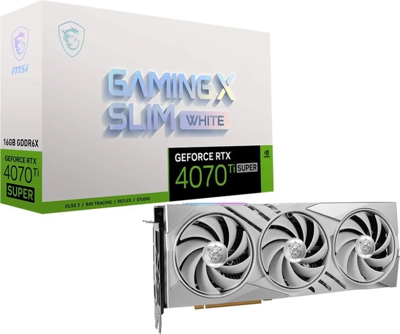 Kartë grafike MSI, GeForce RTX 4070 Ti SUPER 16G GAMING X SLIM, e bardhë