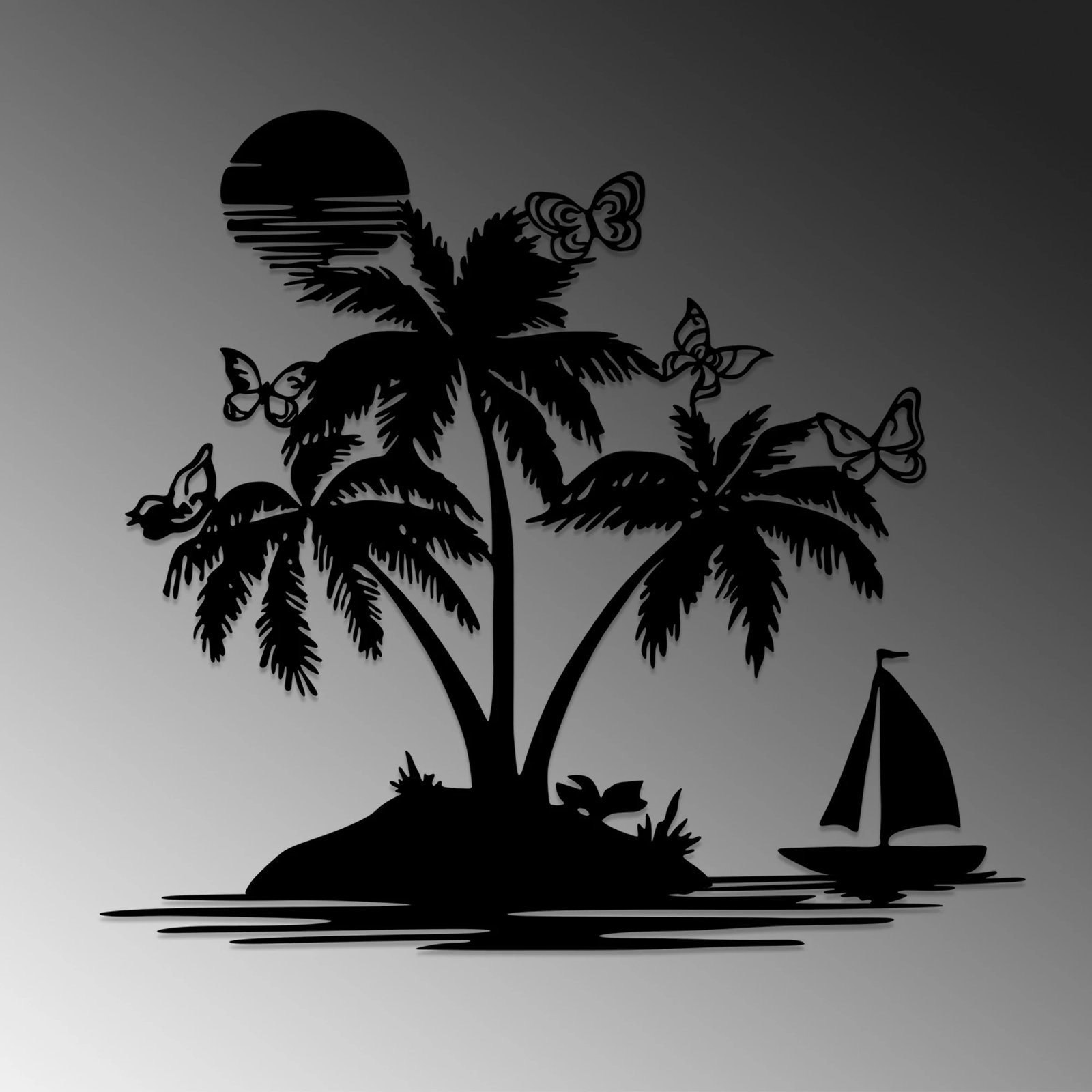 Aksesor dekorativ metalik për mur, Wallity, Island, ngjyrë e zezë, 60x67cm