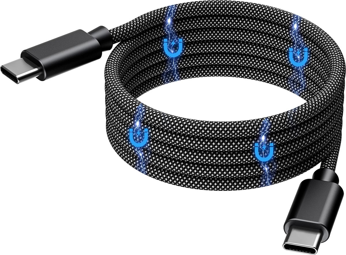 Kabllo USB-C Choetech XCC-1054, 1.2m, 240W, Power Delivery 3.1, magnetike, e zezë