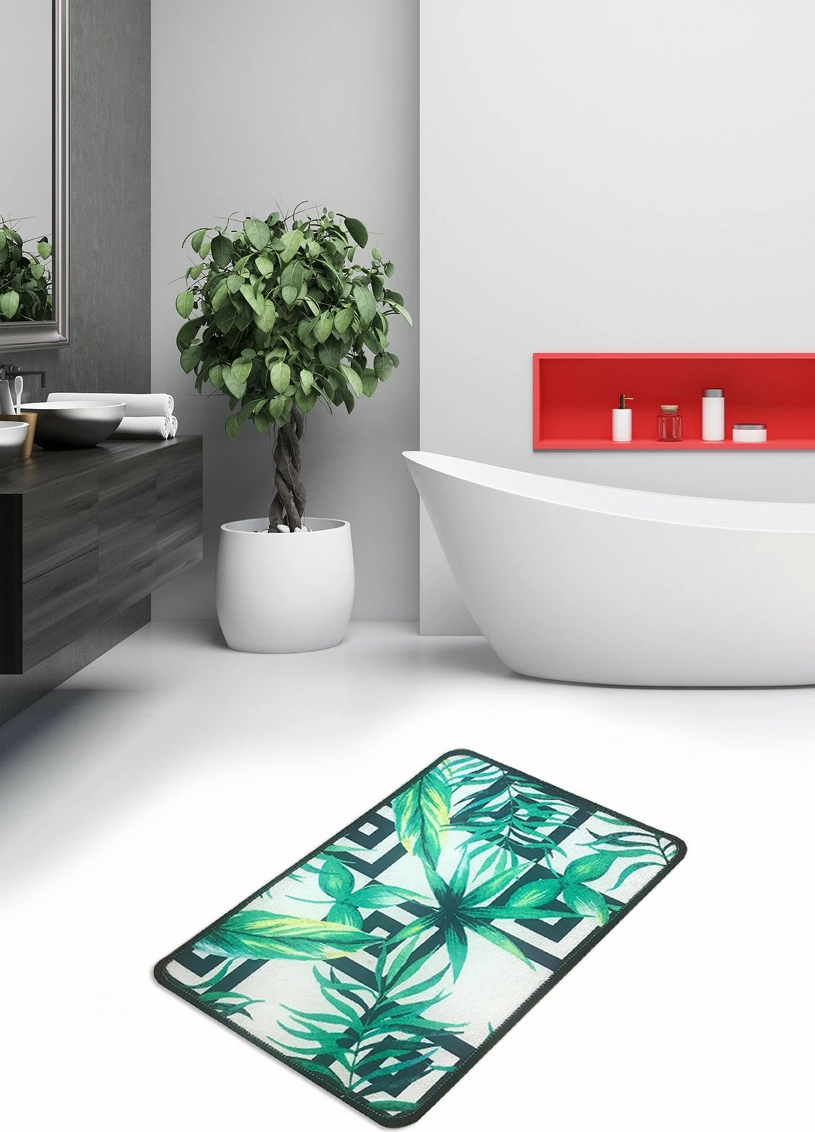 Tapet për banjo Mijölnir, Botanic Djt, shumëngjyrësh, 40x60cm