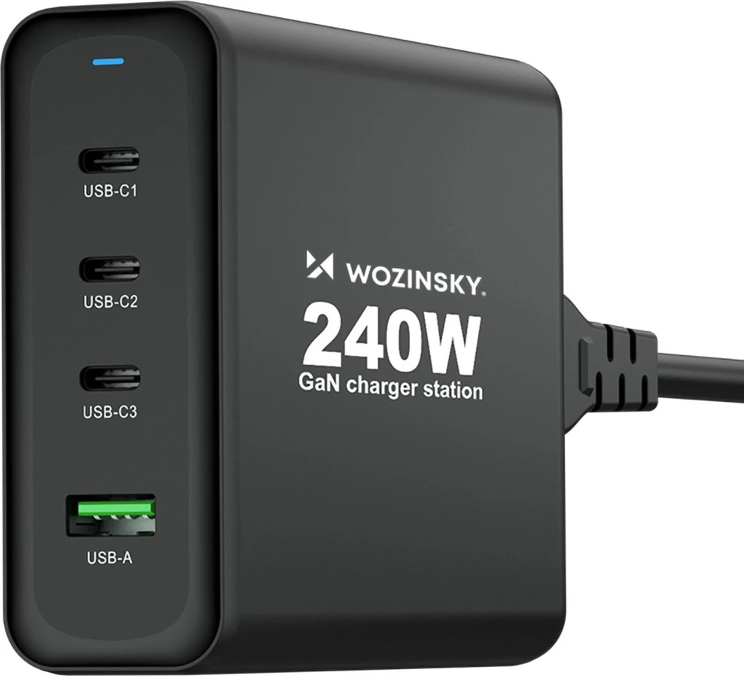 Karikues muri Wozinsky WGCSB, 240W, 3x USB-C, 1x USB-A, GaN, i zi Karikues muri Wozinsky WGCSB, 240W, 3x USB-C, 1x USB-A, GaN, i zi