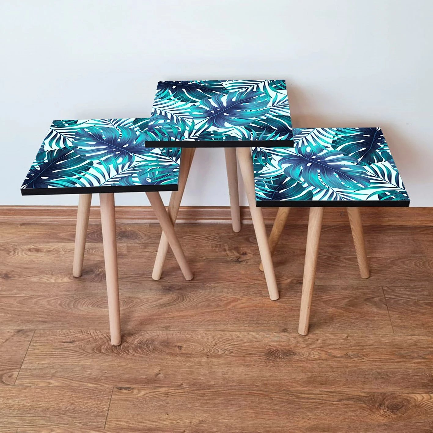 Set tavolinash të mbivendosshme, 3 copë, Skye Decor, 3Shp165, ngjyrë kaltër e errët