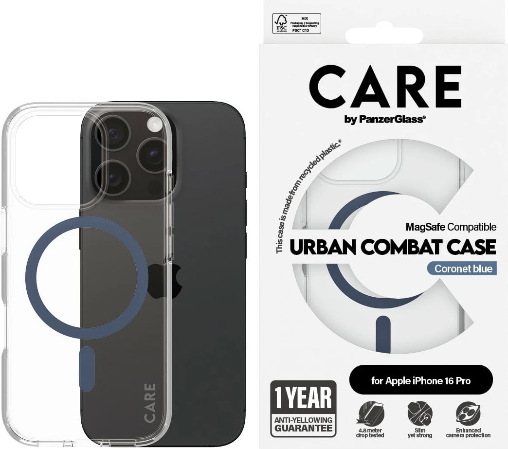 Mbështjellës PanzerGlass CARE Case Flagship MagSAFE për iPhone 16 Pro, transparent