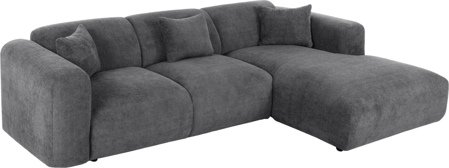 Divan qoshe BRICKEN FH3275.04R, pëlhurë antracit, 110-282x98-160x72H cm