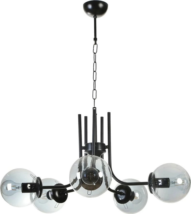 Llambë tavani Opviq, metal e xham, ngjyrë e zezë dhe fume, 65x70cm, 8781-5